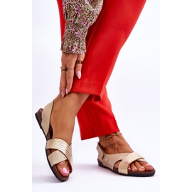 Lemar Sandali in pelle con velcro Addison oro e beige 2