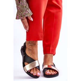 Lemar Sandali In Pelle Con Addison Nero E Oro 1