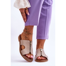 Lemar Ciabatte Donna Con Cerniera Decorativa Beige Clarence 1