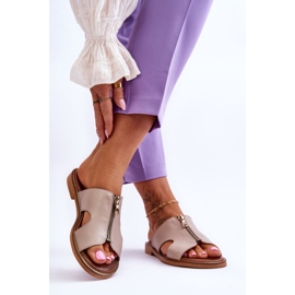 Lemar Ciabatte Donna Con Cerniera Decorativa Beige Clarence 2