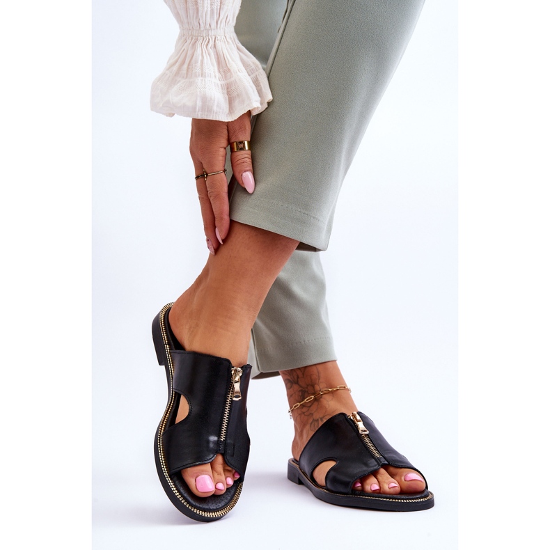 Lemar Pantofole da donna con cerniera decorativa Black Clarence nero 2
