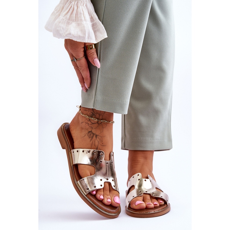 Lemar Pantofole da donna con ritagli decorativi Golden Emily d'oro 1