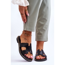 Lemar Pantofole da donna con ritagli decorativi Black Emily nero 1
