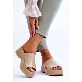 Lemar Sandali Con Plateau In Pelle Da Donna Beige Lucami 2