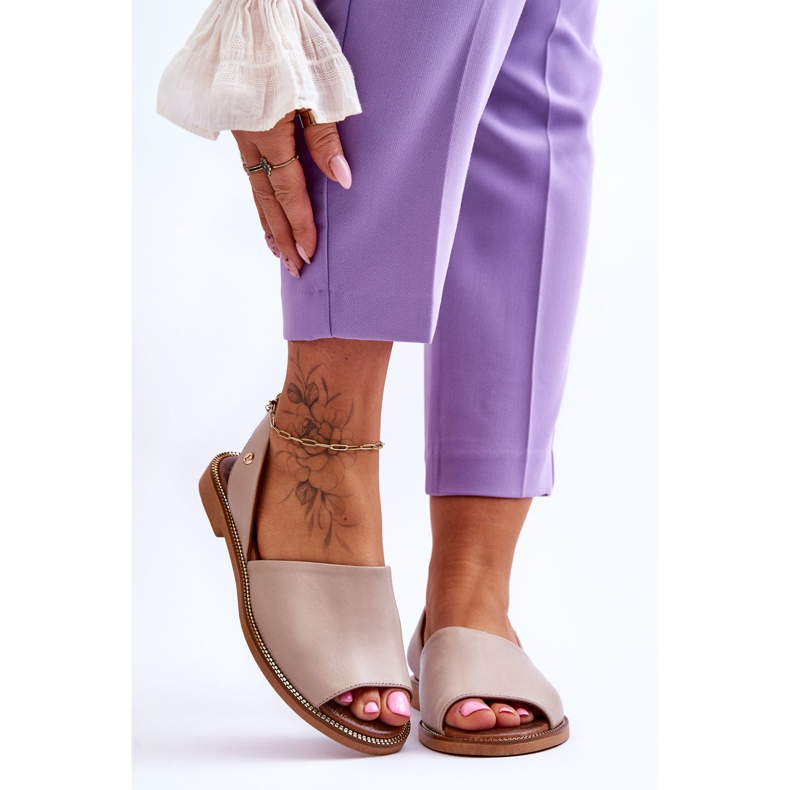 Lemar Sandali Slip On Alivia In Pelle Beige 1