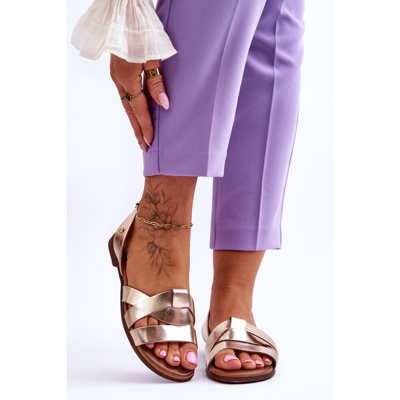 Zazoo Comodi sandali slip-on in pelle Kayla color oro d'oro 1