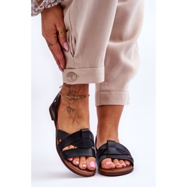 Zazoo Comodi sandali slip-on in pelle Kayla nera nero 1