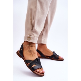 Zazoo Comodi sandali slip-on in pelle Kayla nera nero 2