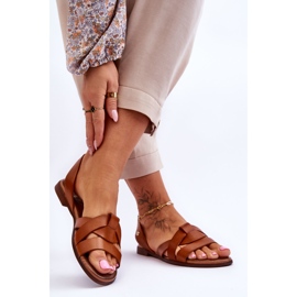 Zazoo Comodi sandali slip-on in pelle marrone Kayla 2