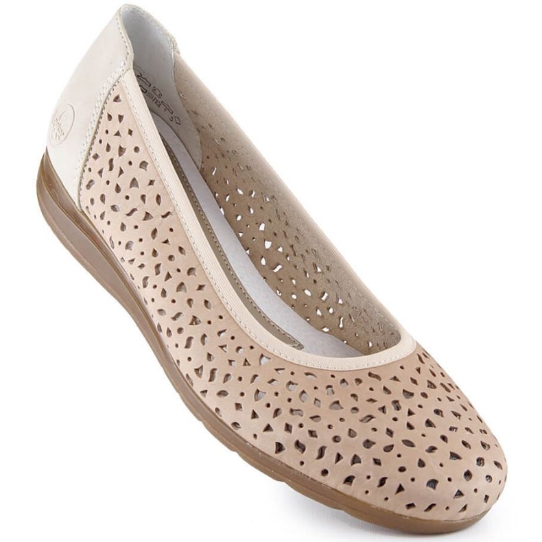 Scarpe traforate in pelle Rieker W L9365-61 beige 1