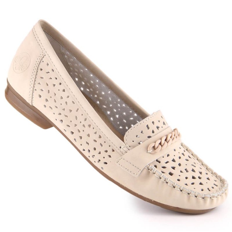 Comodi mocassini traforati Rieker W 40068-60 beige 1