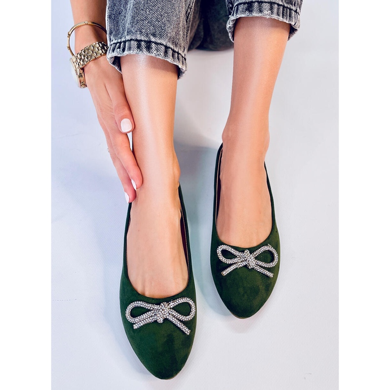 Ballerine con punta a mandorla verde stecca 1