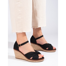 Sandali espadrillas neri Shelovet con zeppa nero 1