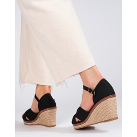 Sandali espadrillas neri Shelovet con zeppa nero 2
