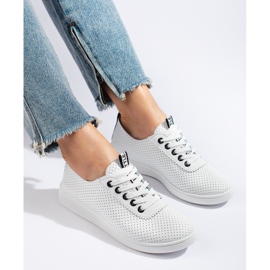 Sneakers da donna Shelovet bianco traforato nero 2