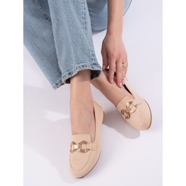 Comodi mocassini Shelovet in camoscio beige 1