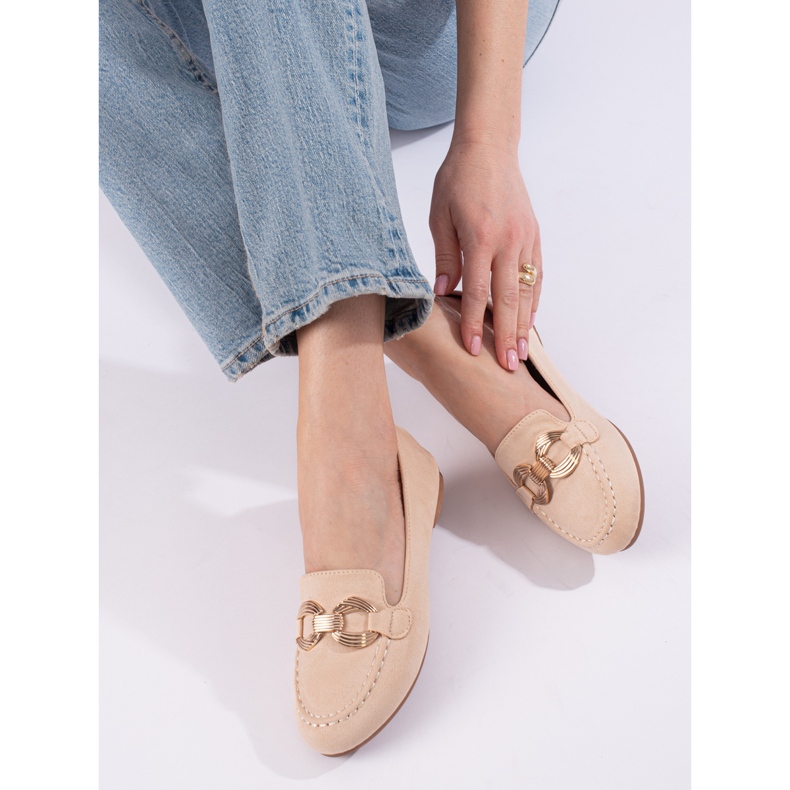 Comodi mocassini Shelovet in camoscio beige 1