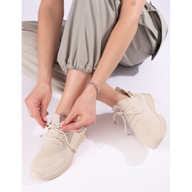 Scarpe sportive Shelovet beige in tessuto da donna 1