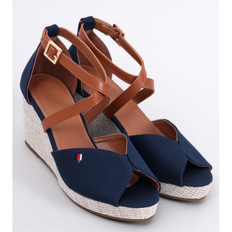 Sandali con zeppa open toe di Berna Navy blu 2