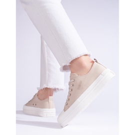Sneakers da donna sulla piattaforma beige Big Star LL274969 1