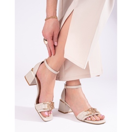 Sandalo a blocco Shelovet beige da donna 1