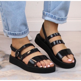 Comodi sandali da donna sulla fragrante piattaforma nera Zaxy LL285008 nero 7