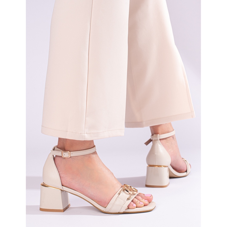 Sandalo a blocco Shelovet beige da donna 2