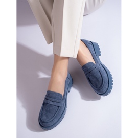 Mocassini Shelovet da donna in camoscio blu navy 1