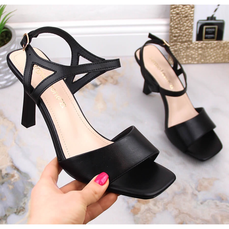 Sandali neri da donna con tacco alto Sergio Leone SK902 nero 1