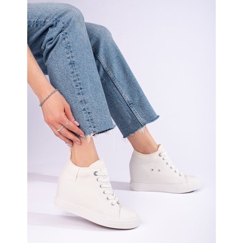 Sneakers bianche da donna con zeppa Big Star nascosta LL274035 bianca 1