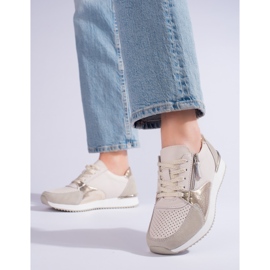 Shelvt scarpe sportive da donna in pelle, colore beige 1