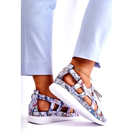 Maciejka Sandali da Donna in Pelle con Velcro 05375-06 Blu 4