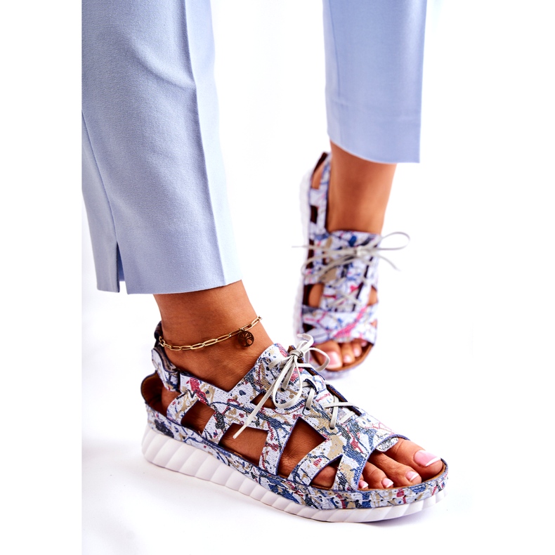 Maciejka Sandali da Donna in Pelle con Velcro 05375-06 Blu 3