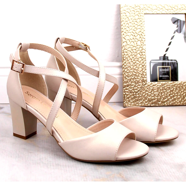 Sergio Leone Sandali alla moda con tacco alto Beige Perła SK862 1