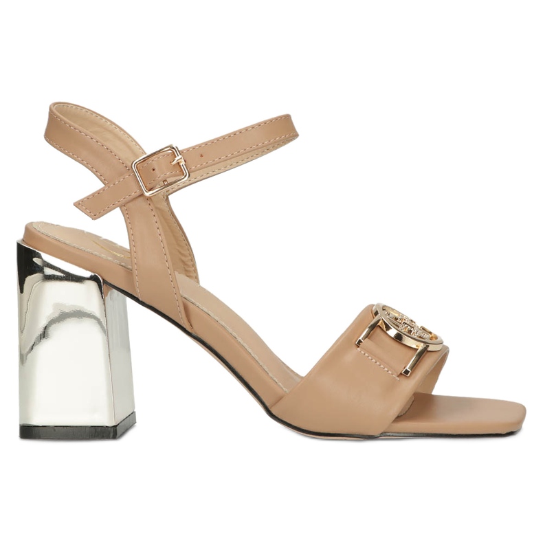 Filippo Sandali femminili su un palo d'oro con un ornamento ds4502 beige 6