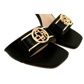 Filippo Sandali femminili su un palo d'oro con un ornamento ds4502 bk nero 4