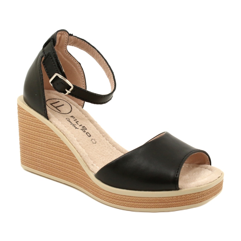 Filippo DS4507 BK Sandali con zeppa in pelle Neri nero 1