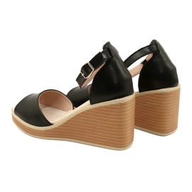 Filippo DS4507 BK Sandali con zeppa in pelle Neri nero 4