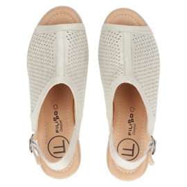 Sandali Filippo in pelle traforata beige/oro DS4475 d'oro 5