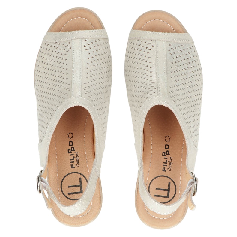 Sandali Filippo in pelle traforata beige/oro DS4475 d'oro 5