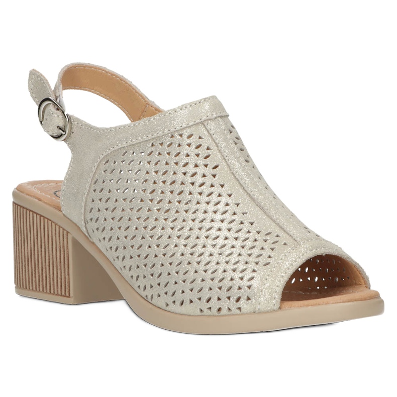 Sandali Filippo in pelle traforata beige/oro DS4475 d'oro 3