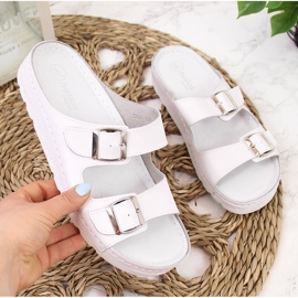 Ciabatte sanitarie da donna in pelle bianca Helios 288 bianco 2