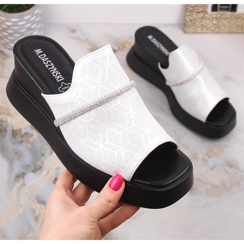 M. DASZYŃSKI Sandali con zeppa argento da donna M.Daszyński SA209-2 d'argento 1