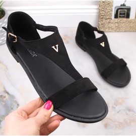 Sandali bassi da donna in camoscio nero Vinceza 17270 1