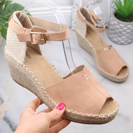 Espadrillas da donna eVento 4576 sandali con zeppa beige 1