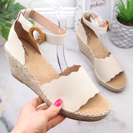 Sandali espadrillas con zeppa eVento 5425 da donna beige 1