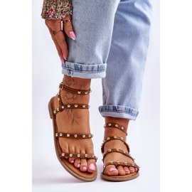 PG1 Sandali Donna Con Borchie Decorative Marroni Dorothy marrone 1