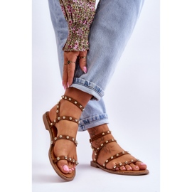 PG1 Sandali Donna Con Borchie Decorative Marroni Dorothy marrone 2