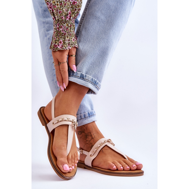 PG1 Sandali Donna Con Catena Beige Jessica 2