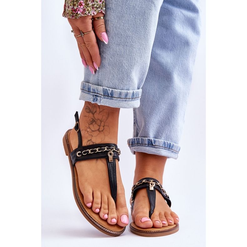 Infradito Donna Con Catena Jessica Nera nero 1